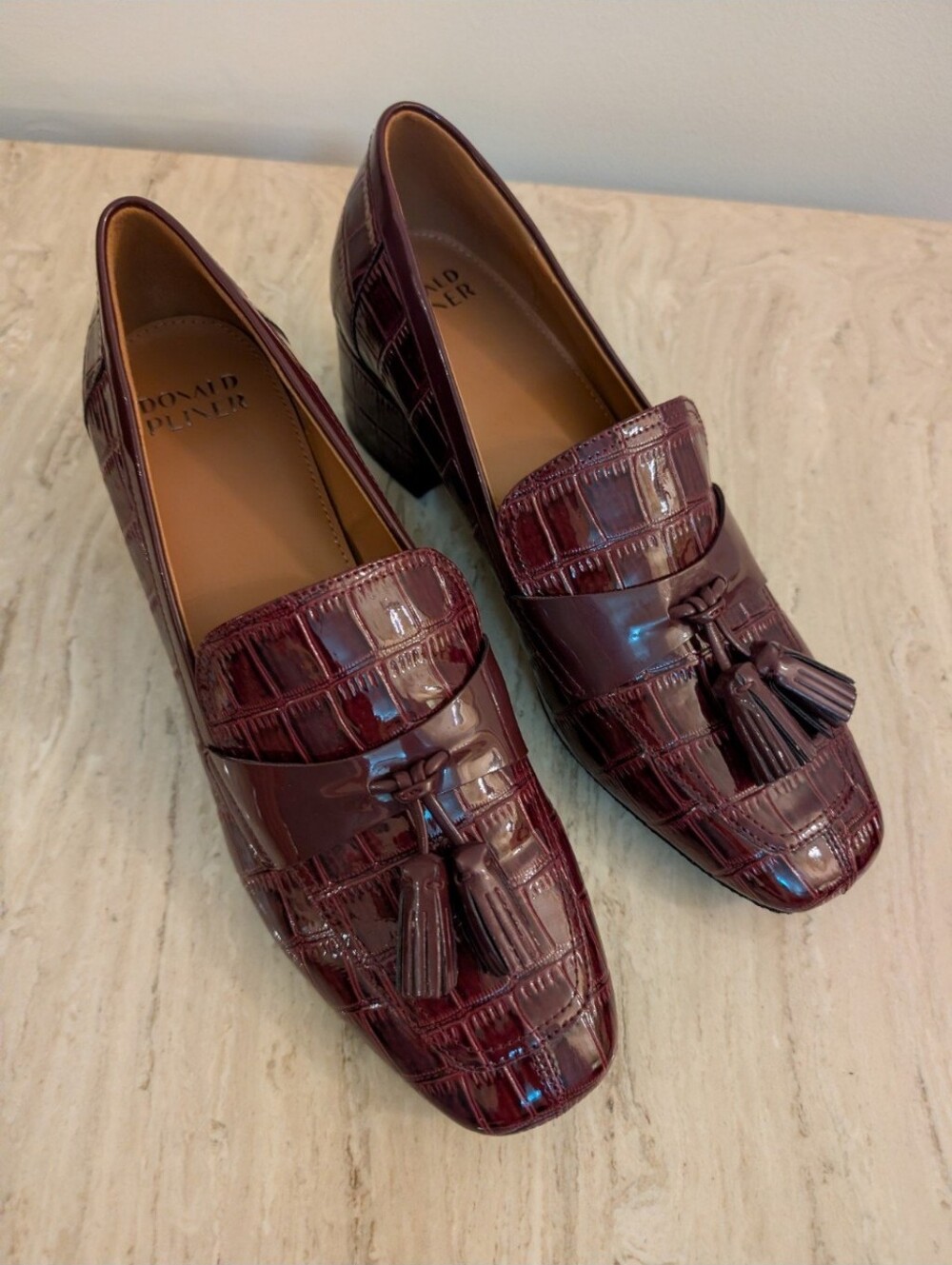 Donald Pliner Kressida Croc Embossed Cherry Red Loafers